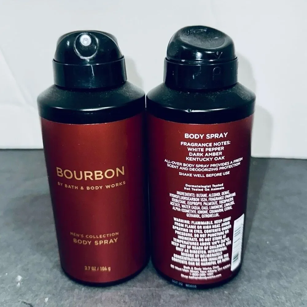 Bath & Body Works Lot of 2 Bourbon Men’s Collection Body Spray Pepper Amber Oak